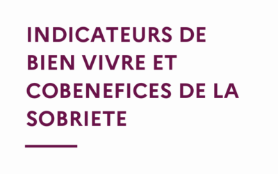 Indicateurs de bien vivre et cobénéfices de la sobriété